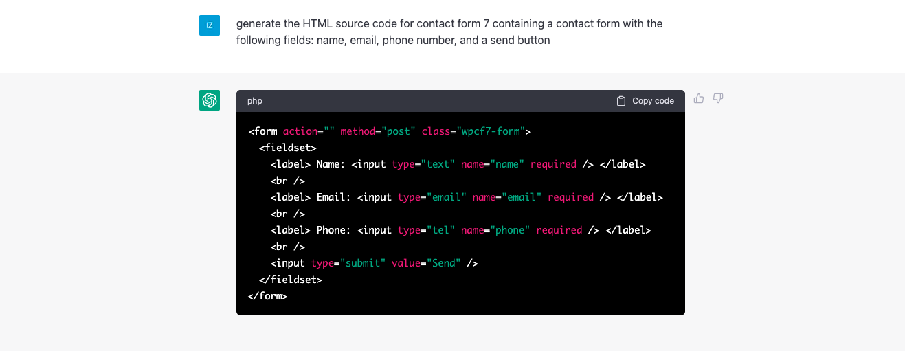 Form Code - ChatGPT